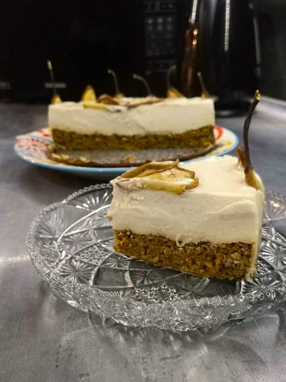 Чийзкейк с тиква и круши - блансиран по зоната десерт без захар и брашно