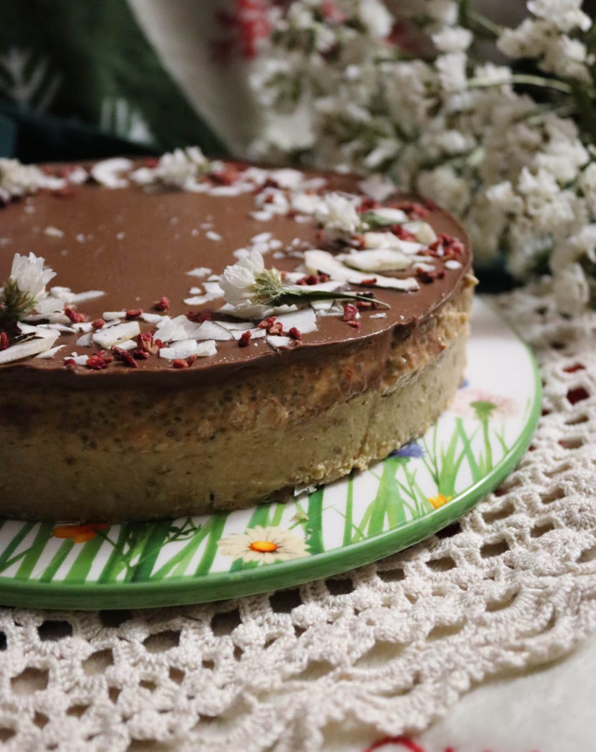 ВЕГАН КОКОСОВА ТОРТА БЕЗ ЗАХАР, БЕЗ ГЛУТЕН СЪС СЕЗОННИ ПЛОДОВЕ